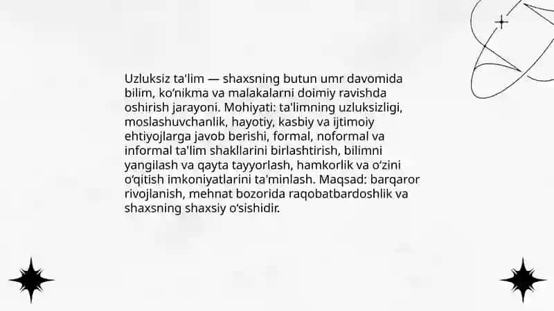 Uzluksiz ta‘lim tizimining mohiyati va tarkibiy tuzilmasi 3