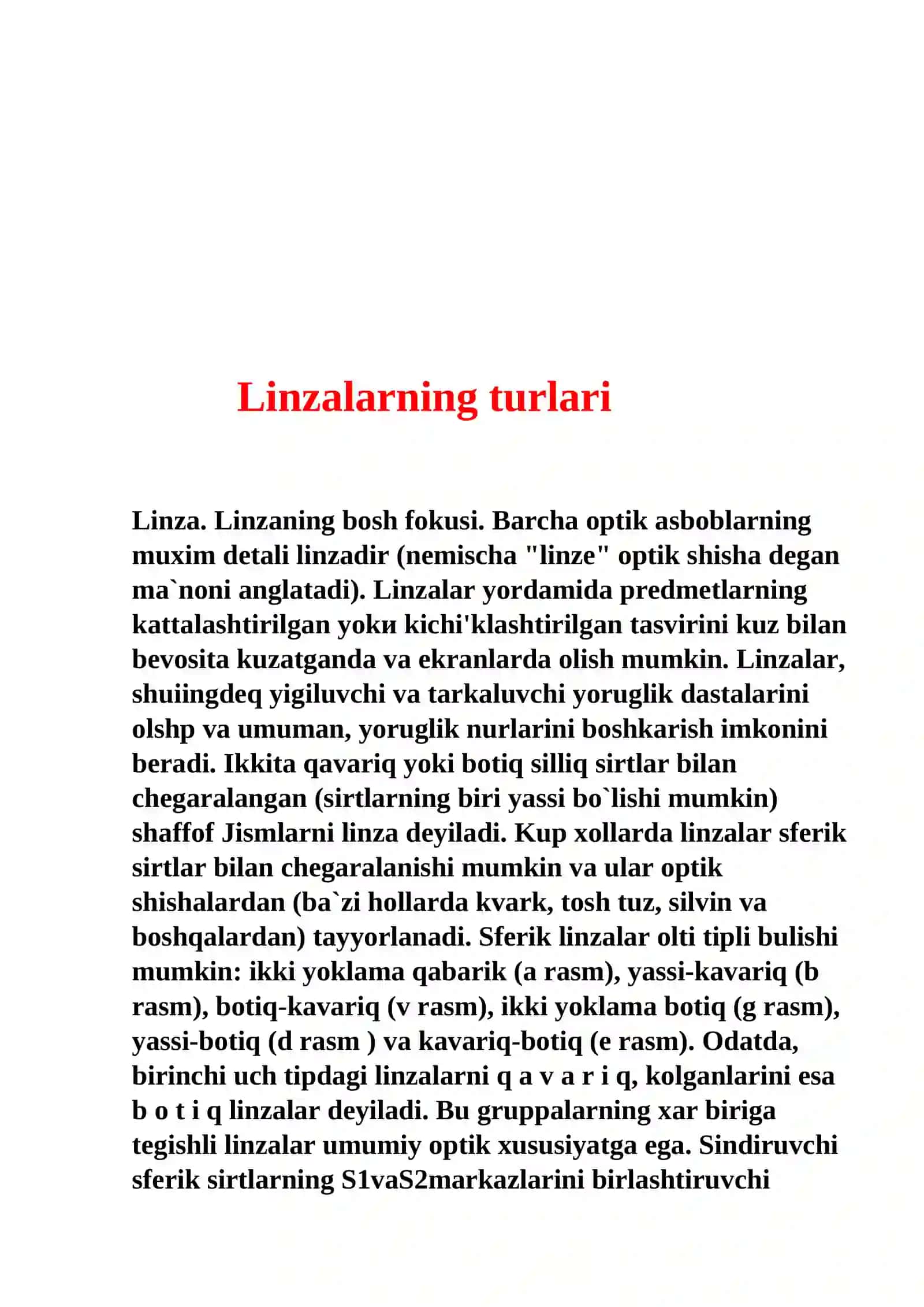 Linzalarning turlari 3