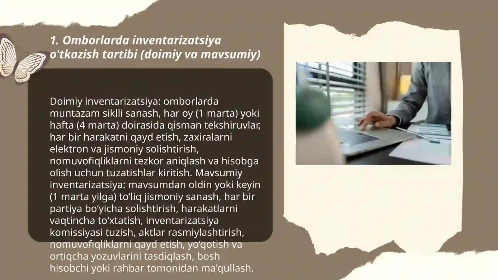 Ombоrlar va buxgalteriyada tоvarlarni hisоbga оlishni tеkshirish 3