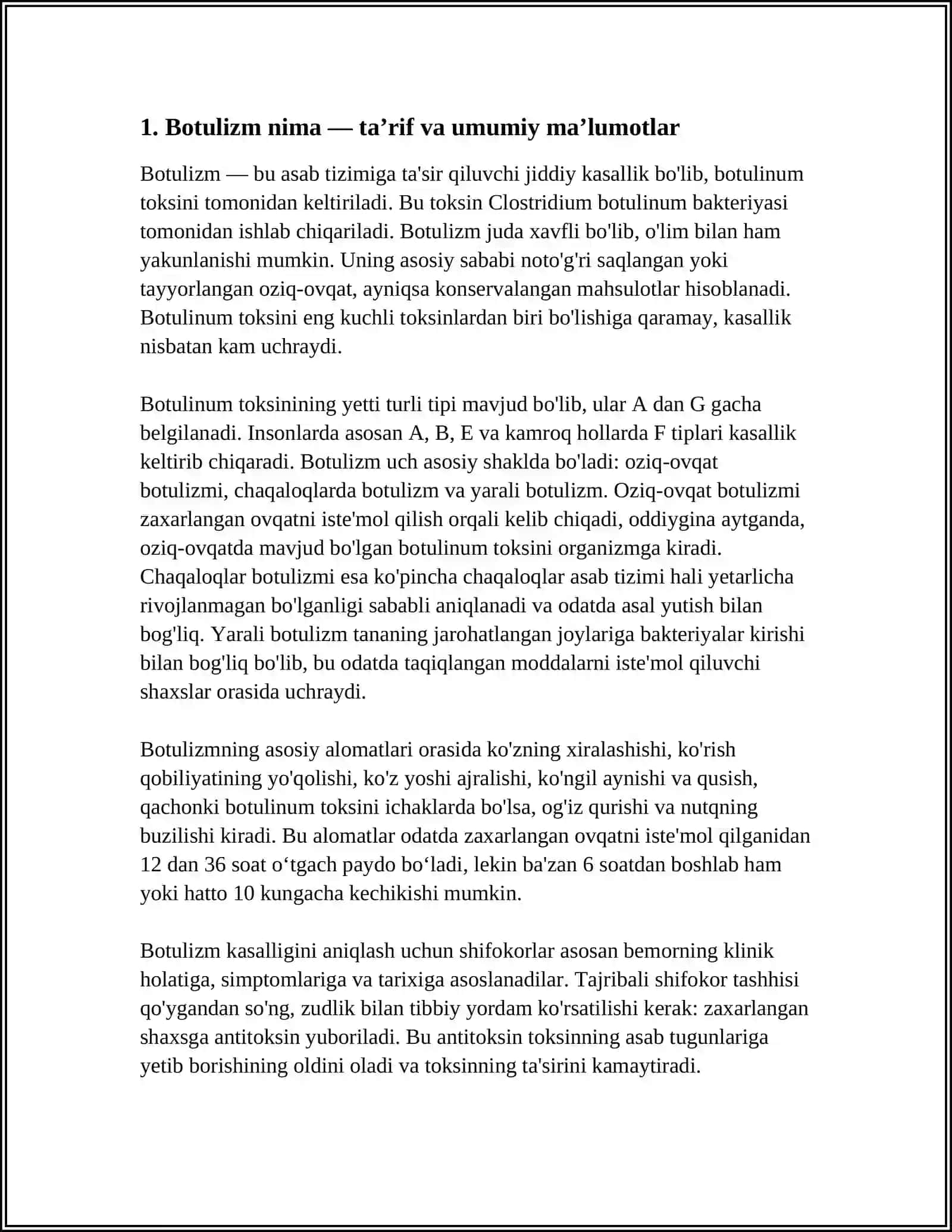 BOTULIZM BILAN ZAHARLANISH 3