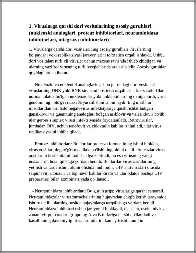 VIRUSLARGA QARSHI PREPARATLAR VA ZAMBURUGʻLARGA QARSHI PREPARATI 3