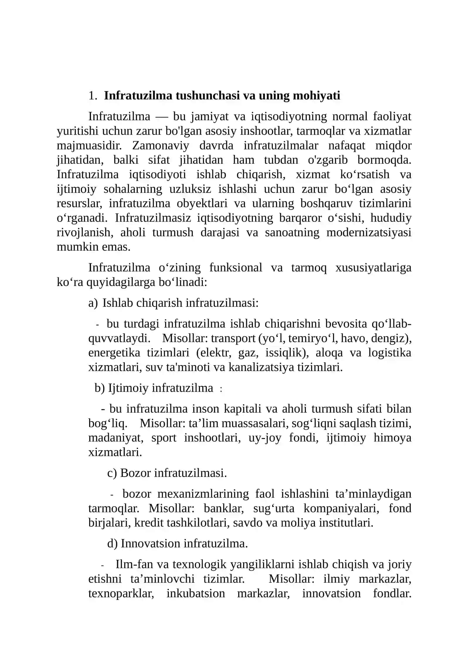 Infratuzilmalarni sifat jihatidan o‘zgarib borishi 3