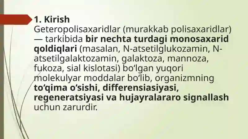 Geteropolisaxaridlarni ontogenez va kasalliklarda o’zgarishi 3