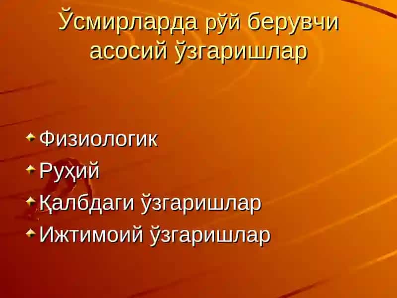 O'smir yoshlardagi o'zgarishlar. 3