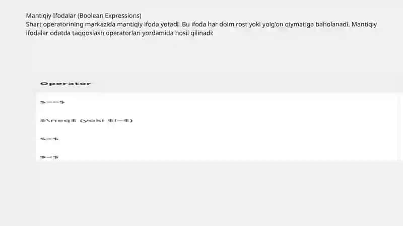 SHART OPERATORLARI 3