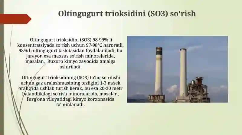 Oltingugurt kislotasi ishlab chiqarish 3
