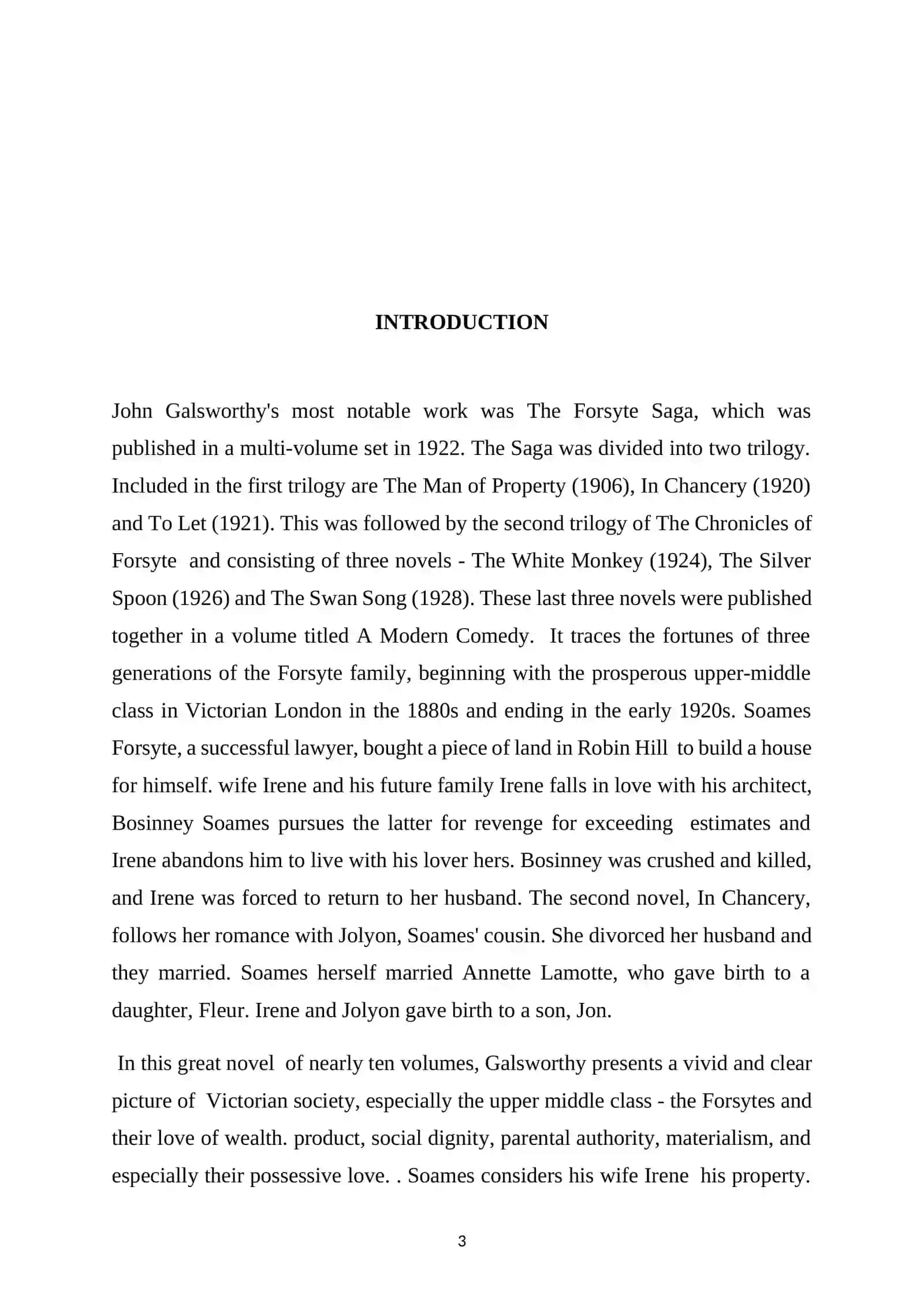 JOHN GALSWORTHY AND "FORSYTISM" AS A HIGH SOCIETY LIFESTYLE IN HIS TRILOGY "FORSYTE SAGA" 3