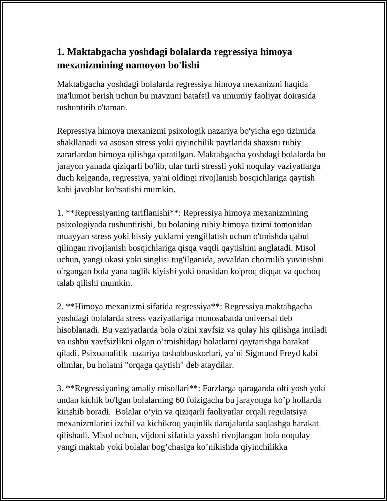 MAKTABGACHA TARBIYA YOSHIDAGI BOLALARDA PSIXOLOGIK HIMOYA MEXANIZMLARINI NAMOYON BOLISHI 3