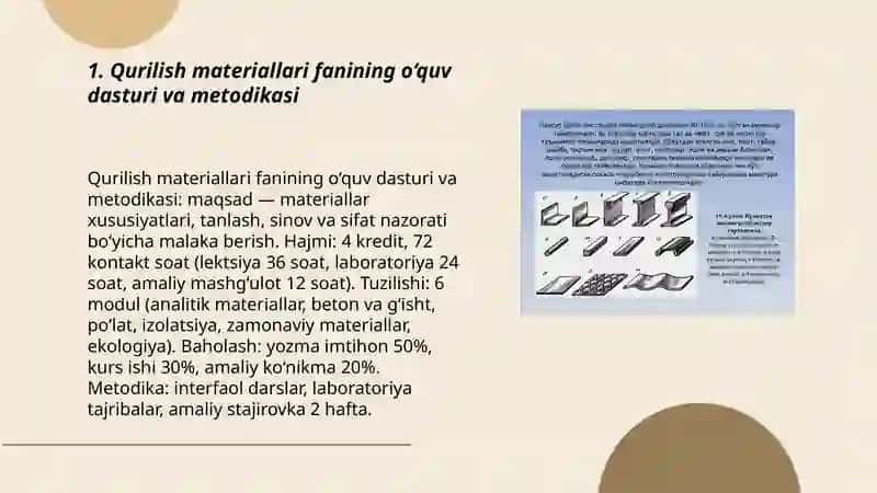 Qurilish materiallar fani: quruvchilar tayyorlashda muhim omil 3