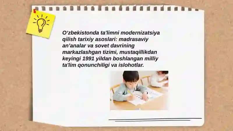 Oʻzbekistonda ta'lim tizimini modernizatsiyalash jarayonlari 3