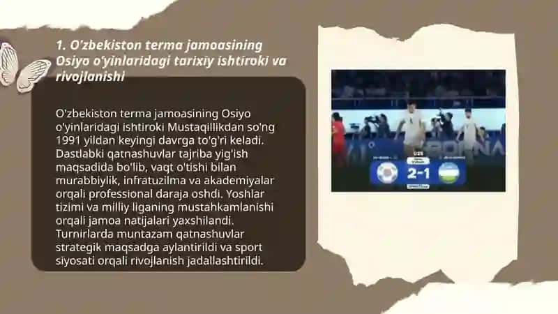 O’zbekiston futbol terma jamoasining Osiyo o’yinlarida tutgan o’rni 3