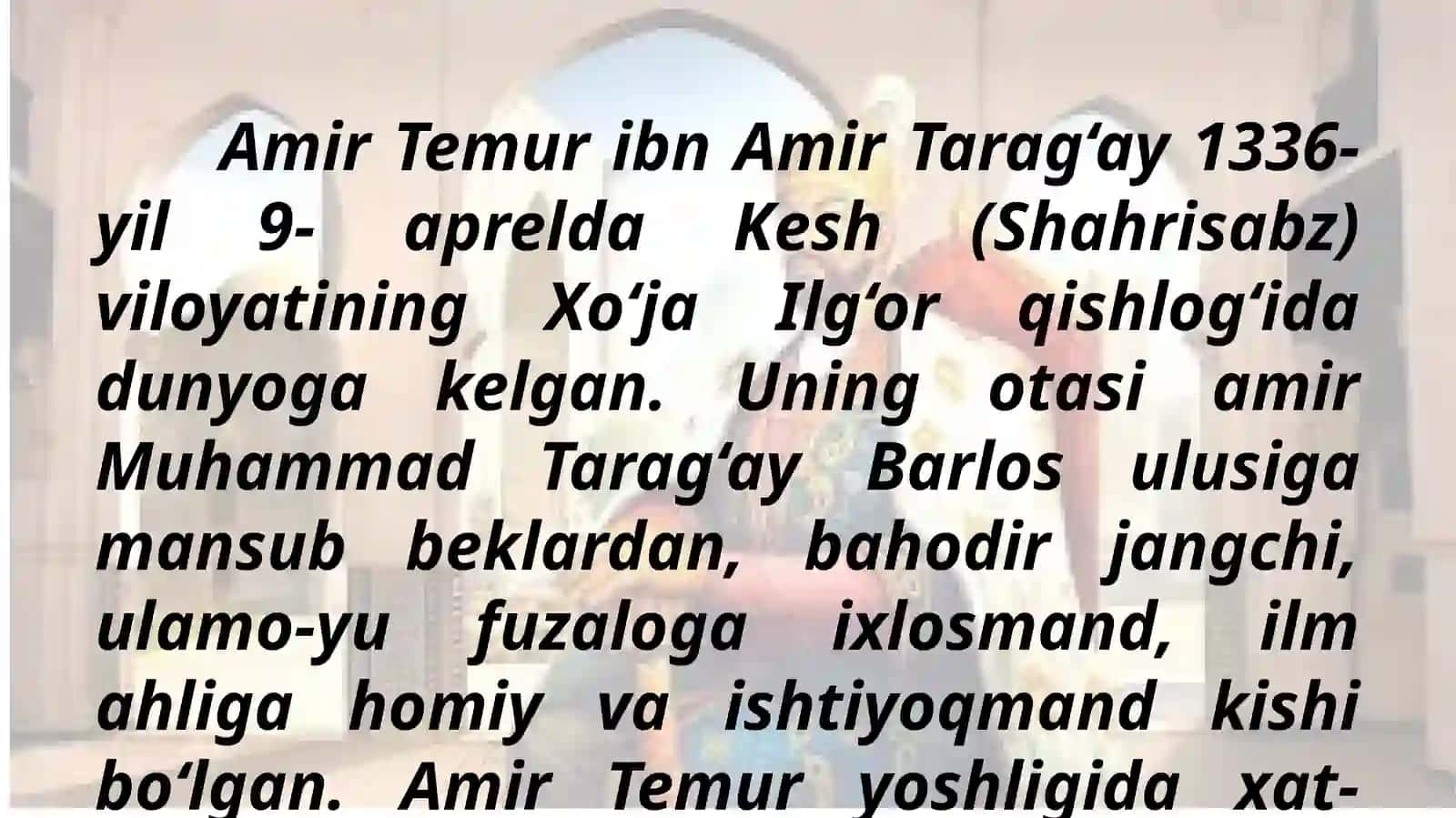 AMIR TEMUR BUYUK DAVLAT ARBOBI 3