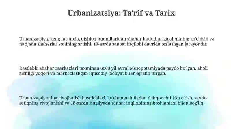 Urbanizatsiya:aholiningshaharlargako'chishisababvaoqibatlari 3