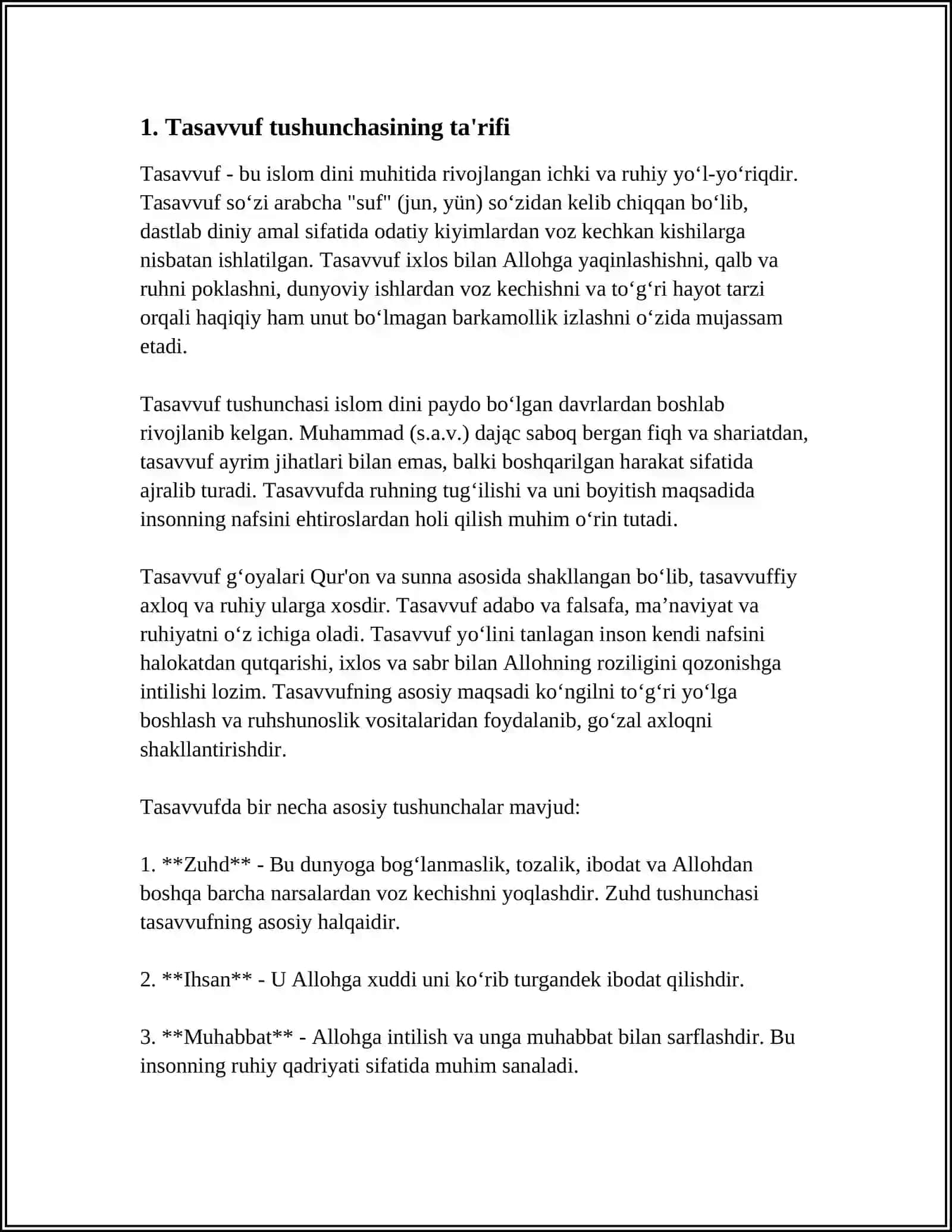 TASAVVUF TUSHUNCHASI VA UNING MOHIYATI. TASAVVUFNING KELIB CHIQISHI MAZMUNI VA RIVOJI 3