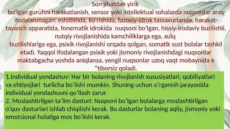 Rivojlanishda nuqsoni bor bolalarni pedagogik tekshirish 3