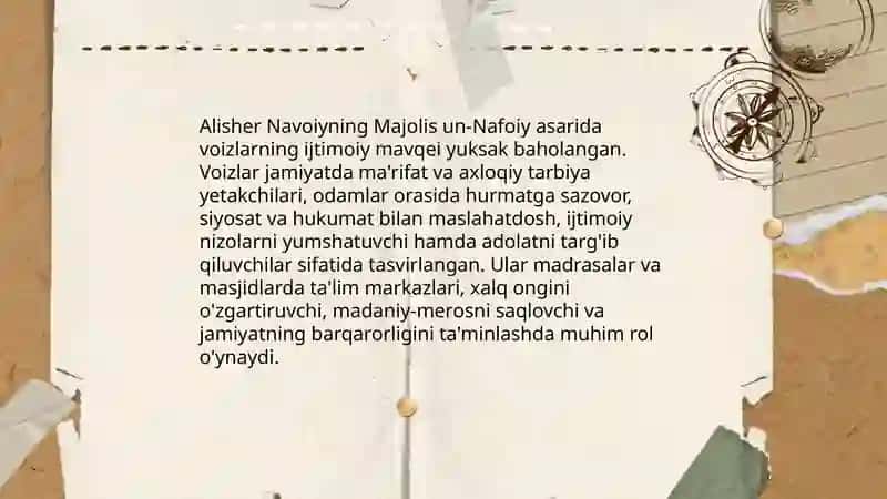 Navoiyning "Majolis un nafoiy" asarida voizlar haqidagi ma'lumotlar 3