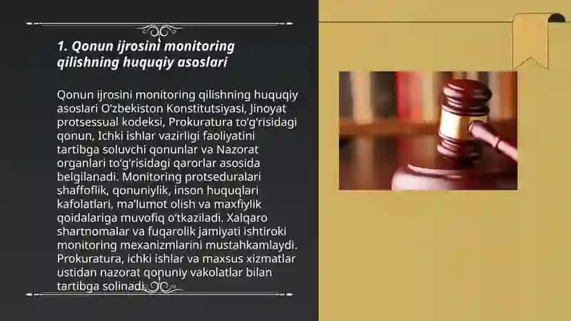Jinoyatchilikka qarshi kurashni amalga oshiradigan organlar tomonidan qonunlarning ijro etilishi ustidan nazorat 3