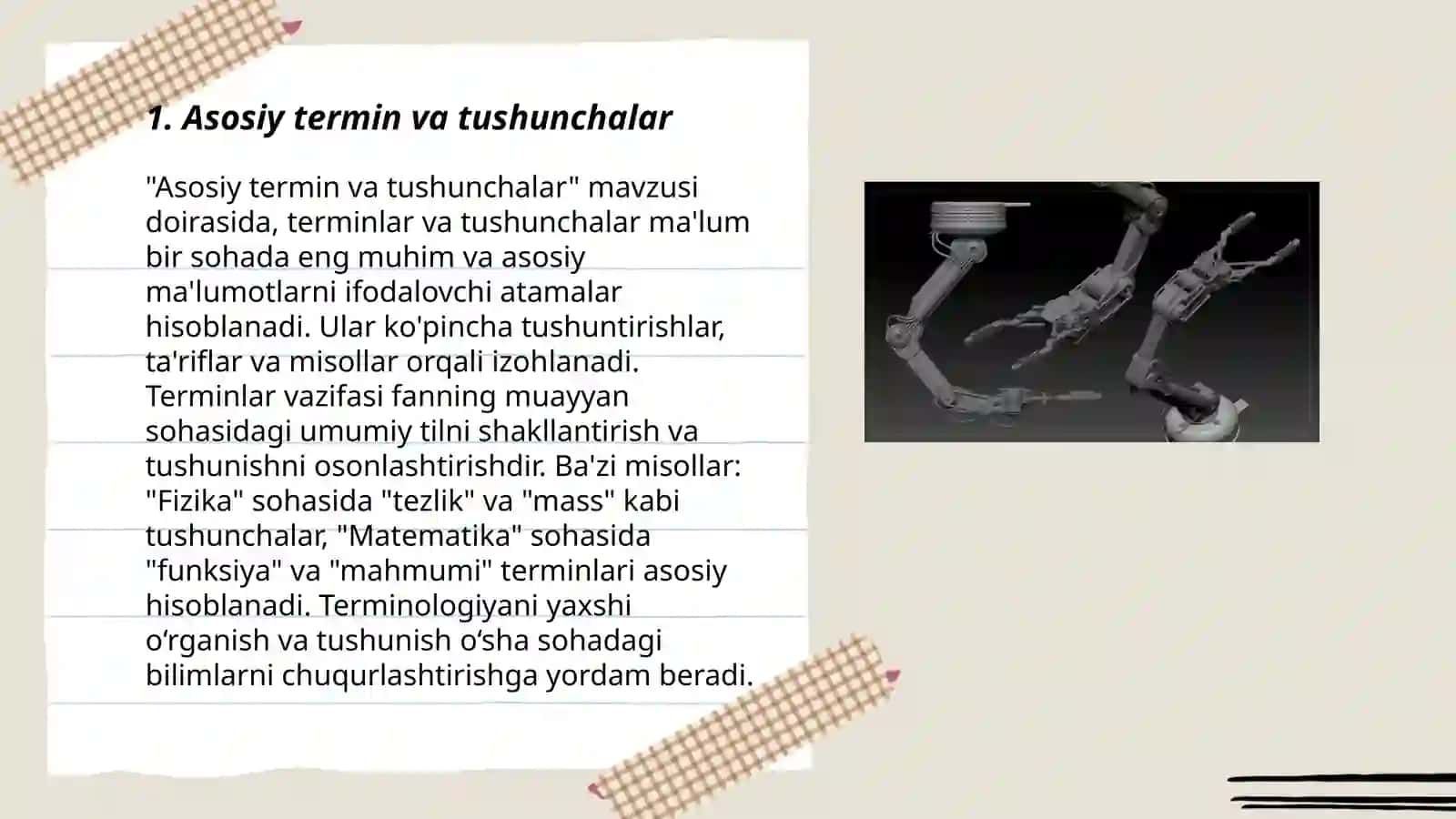 Robot va robototexnik vositalarni loyihalashtirish vazifalarning qo'yilishi 3