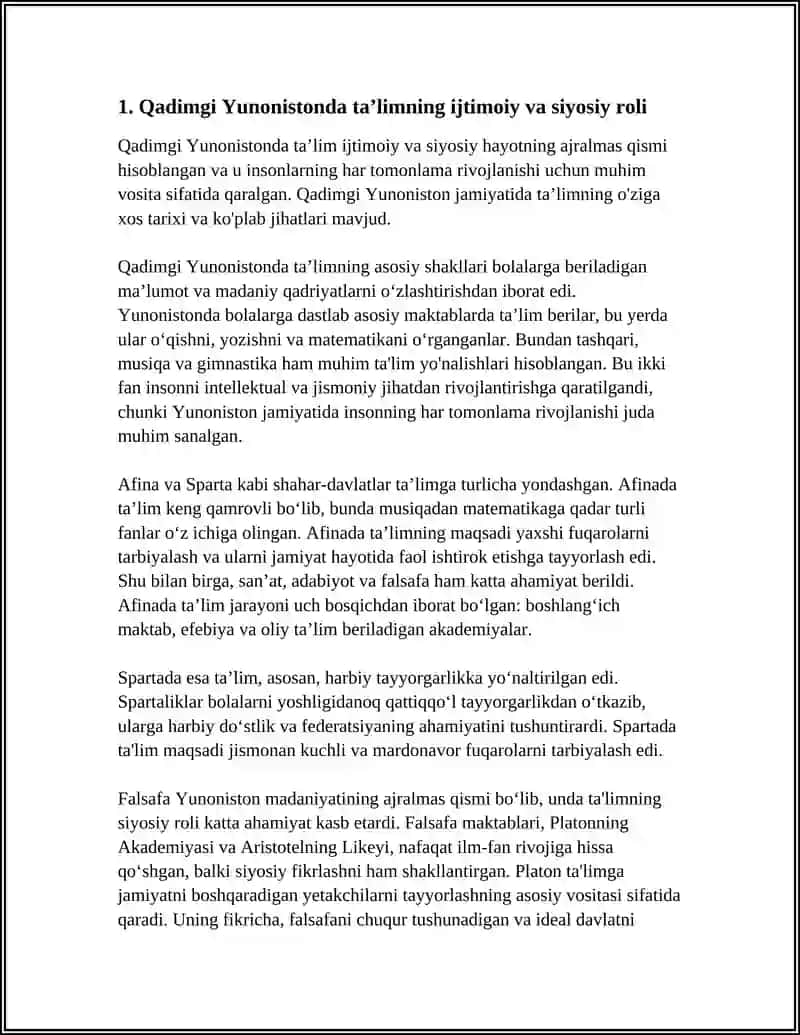 QADIMGI YUNONISTON,SPARTA VA AFINADA MARKAZIY OSIYODA TAʼLIM VA PEDAGOGIK FIKRLAR 3