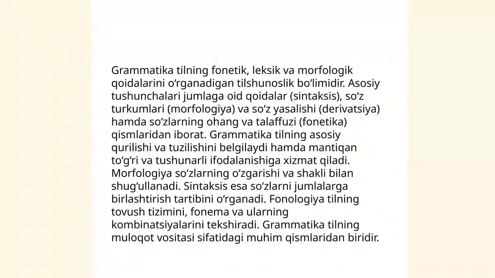 Grammatika va uning bo‘limlari. Morfologiya va son kategoriyasi, rod kategoriyasi. Grammatik ma'noning ifodalanish usullari: sintektik va analetik usul 3