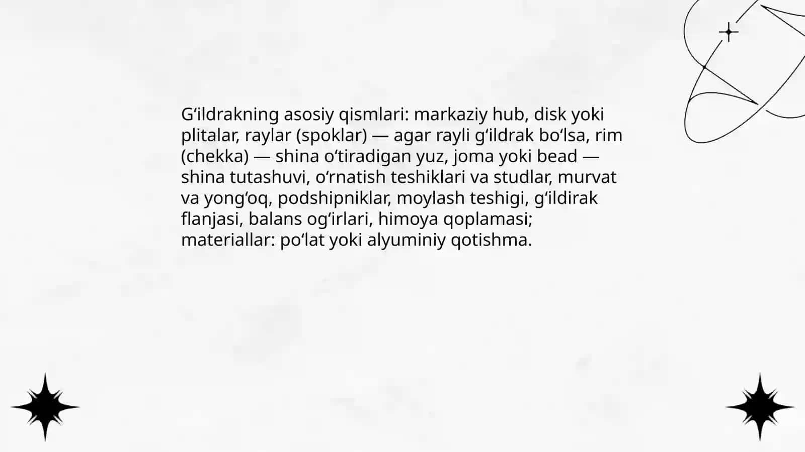 G‘ildrak va shinalar 3