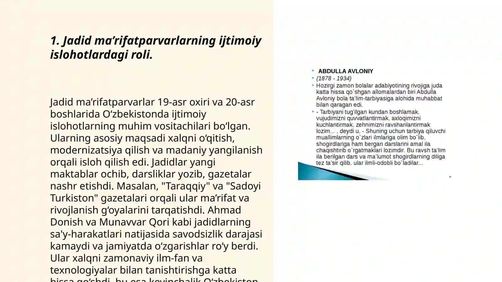 Jadid ma’rifatparvarlarning o‘lka ijtimoiy-madaniy hayotida tutgan o‘rni 3