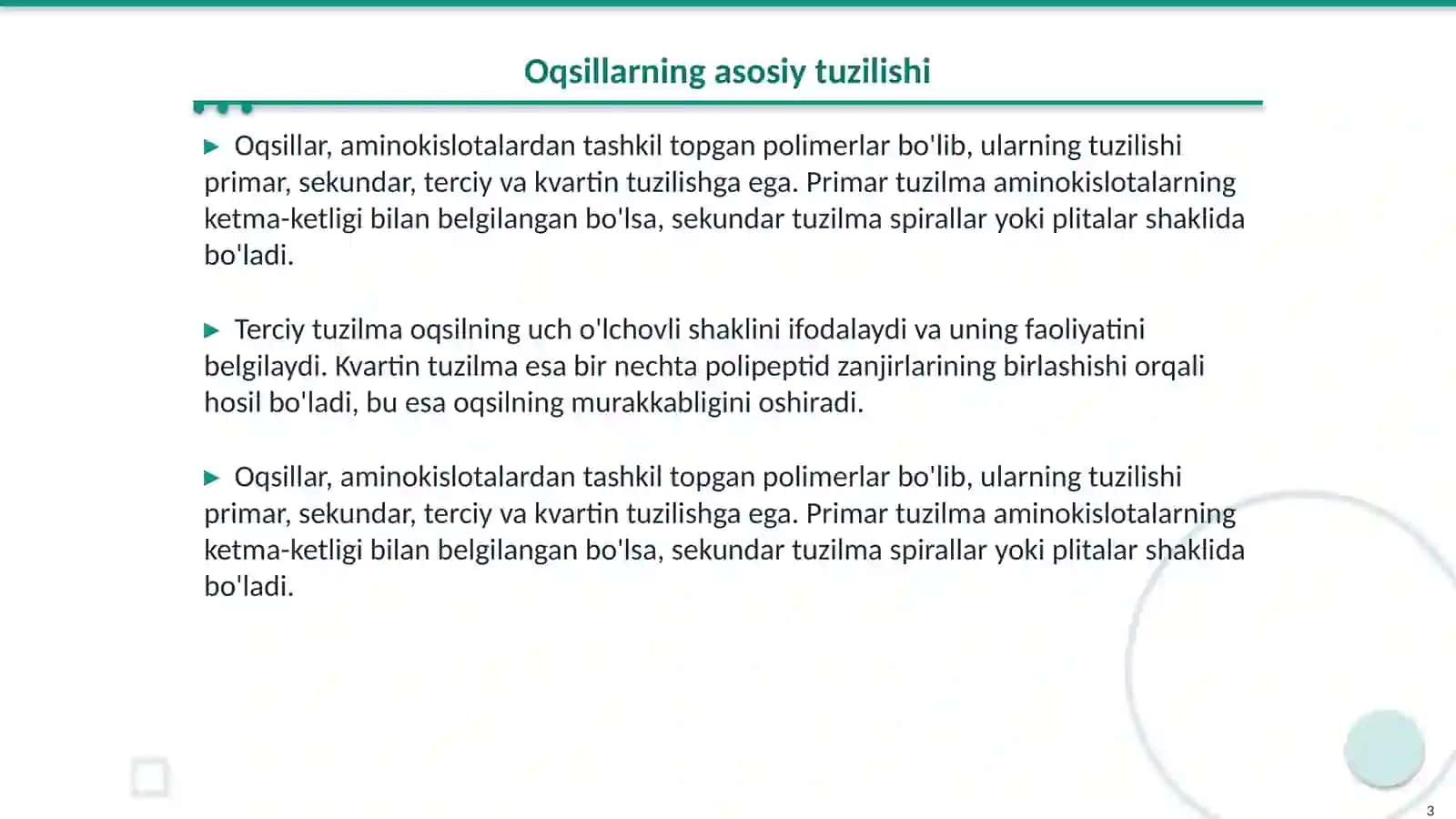 Oqsillarning tuzilishi.Oqsillarning poʻst translatsion modifikatsiyasi 3