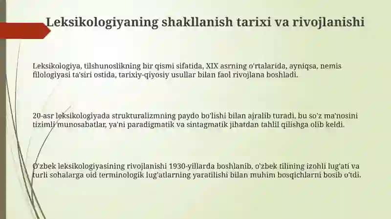 Leksikologiya.Leksikologiyaning shakllanishi va takomillashuvi 3