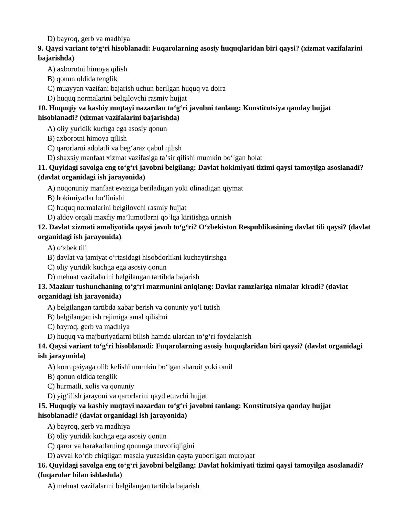 ARGOС 2025 — Davlat xizmatchilari uchun yangi testlar va javoblar 3