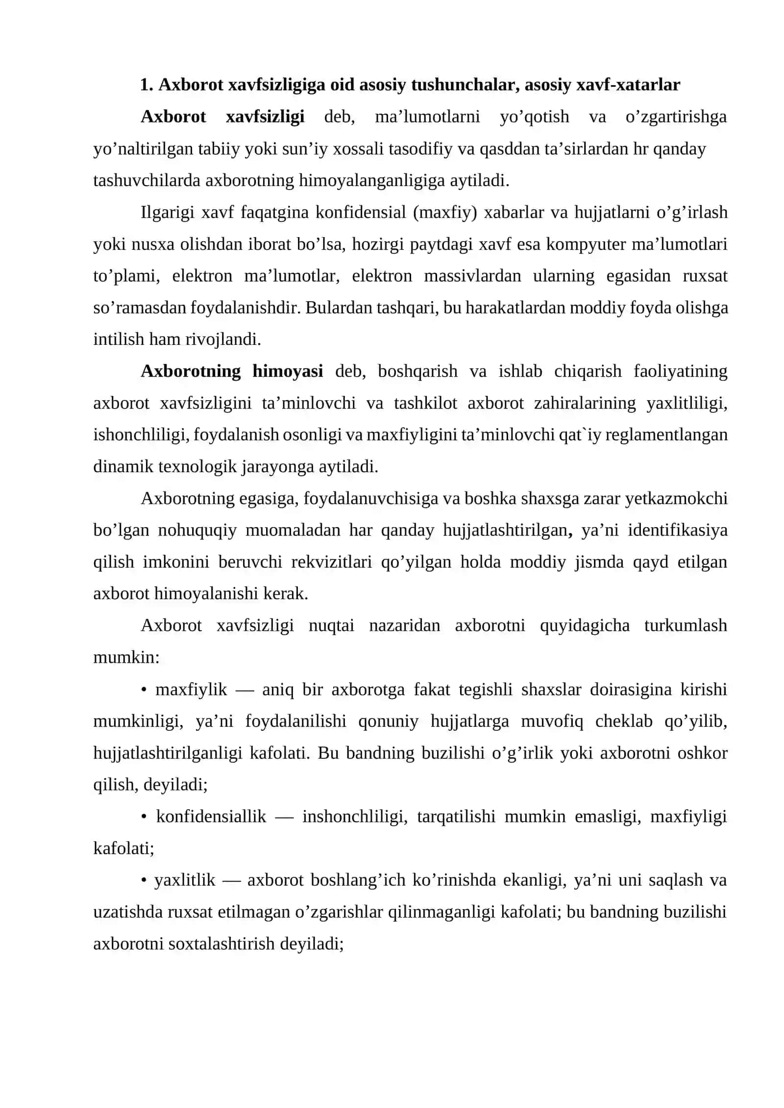 “Axborot xavfsizligini ta’minlashning kriptografik usullari” Referat. 3
