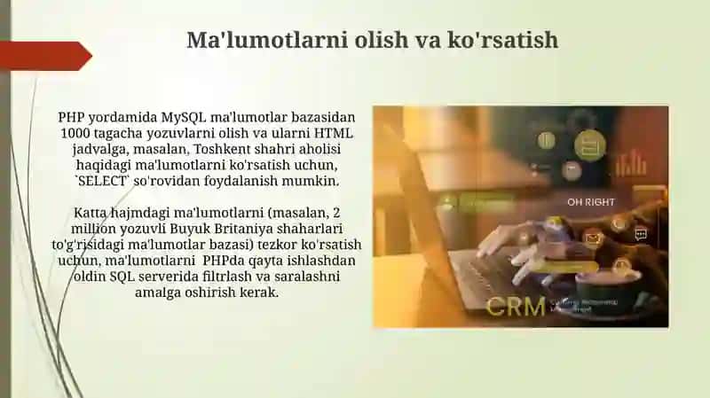 PHP yordamida SQL ma'lumotlar bazasida ishlovchi dasturlar yaratish 3