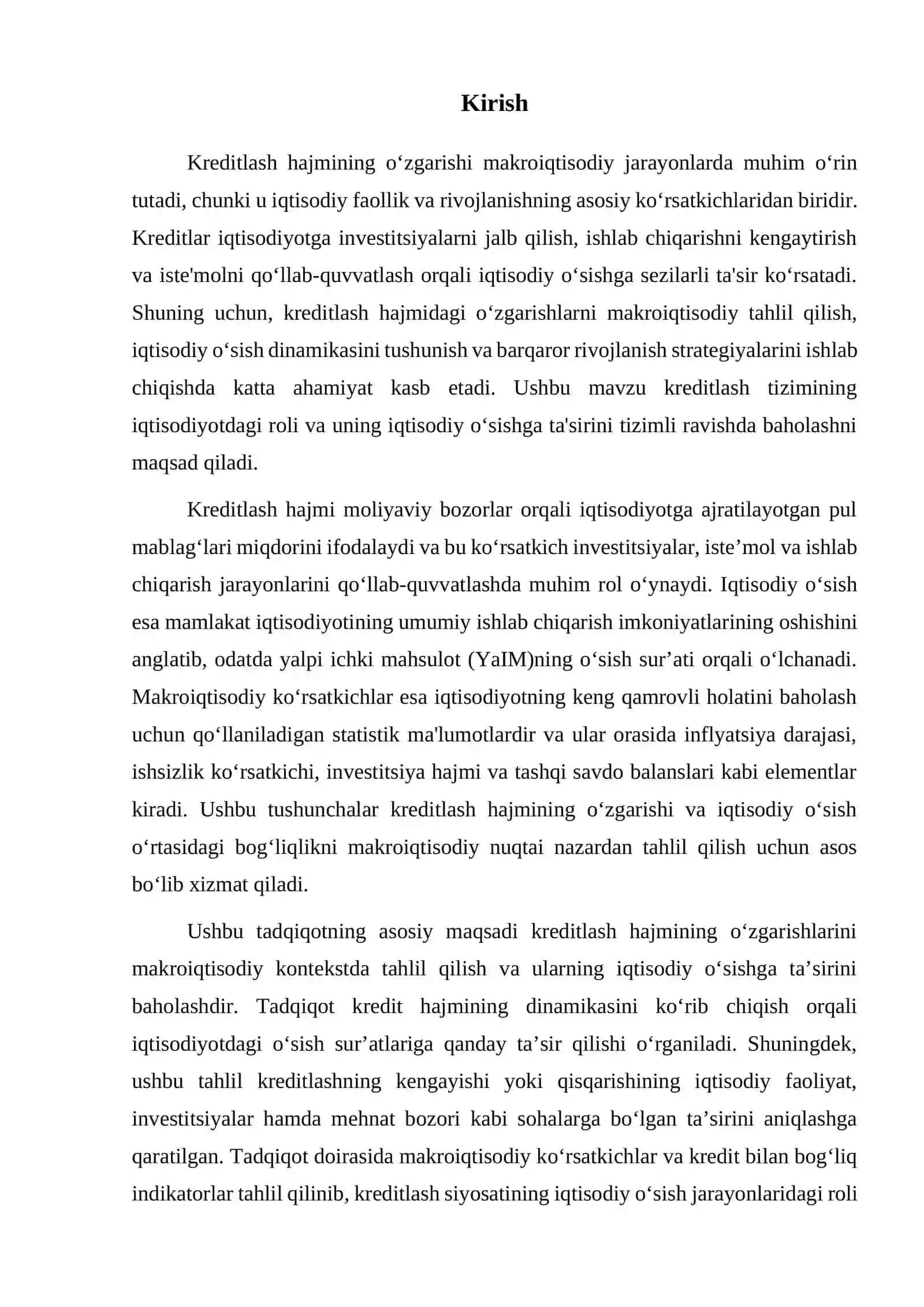 Kreditlash hajmining o‘zgarishi va uning iqtisodiy o‘sishgata’sirini makroiqtisodiy baholash 3