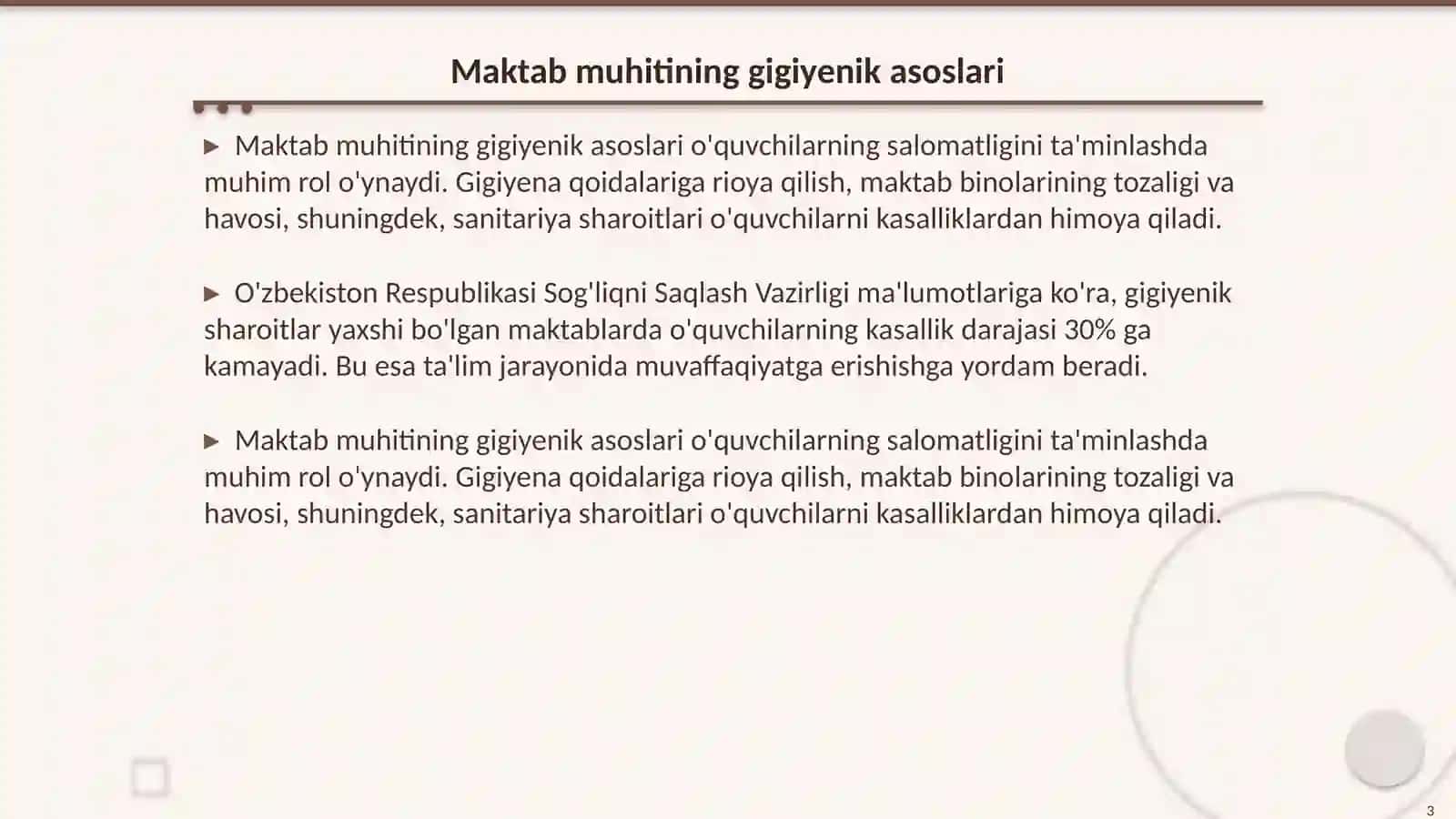 Maktab muhitining gigiyenik ahamiyati 3