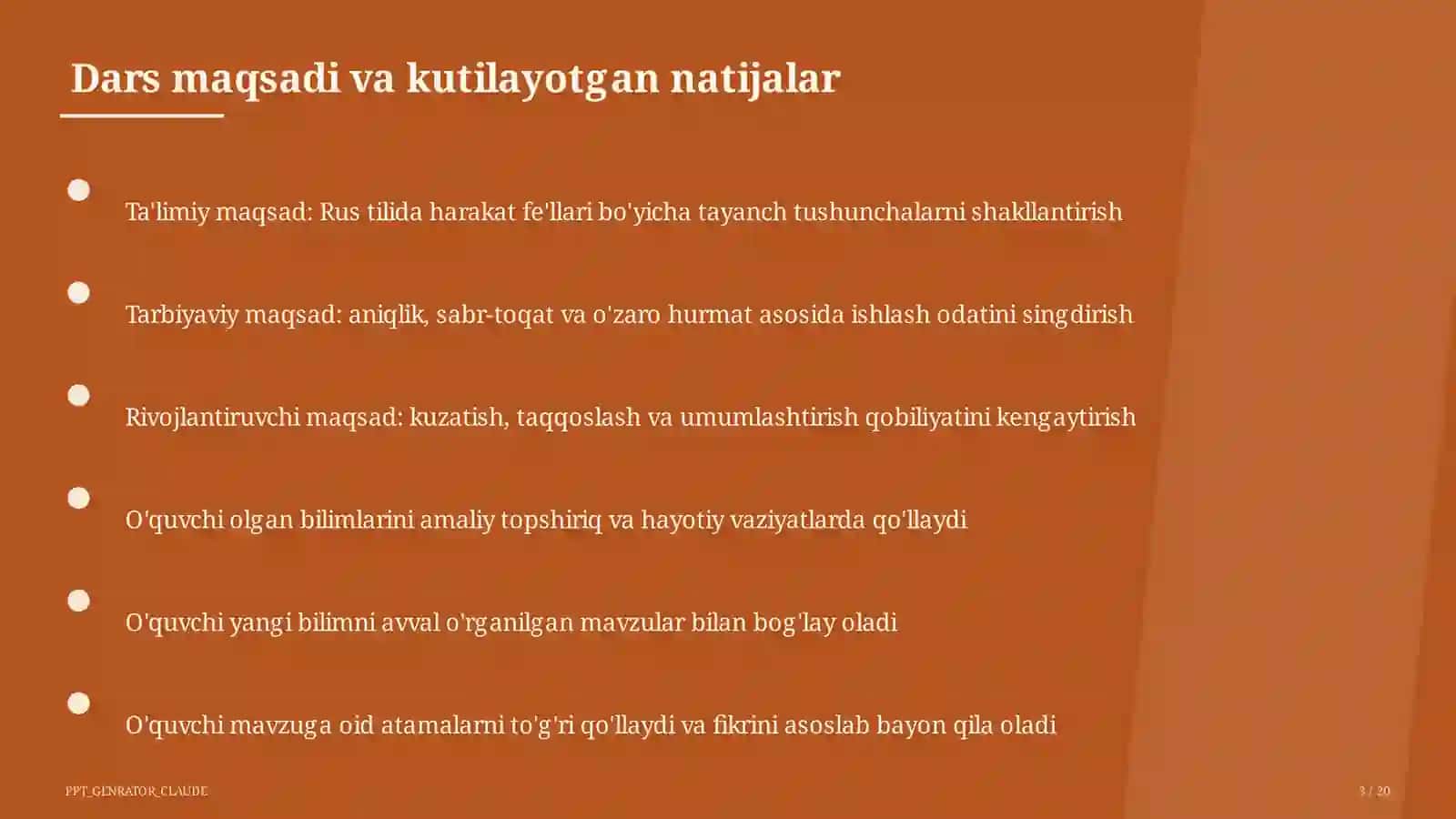 Rus tilida harakat fe'llari (6-sinf) 3