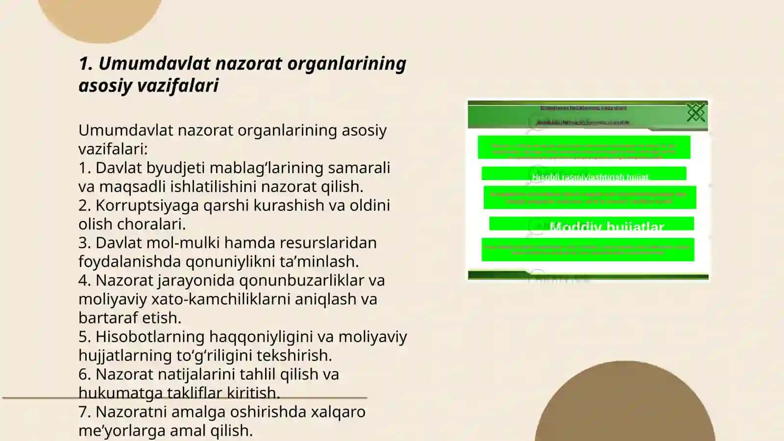 Umumdavlat nazorat organlari va ularni moliyaviy nazoratni tashkil etish 3