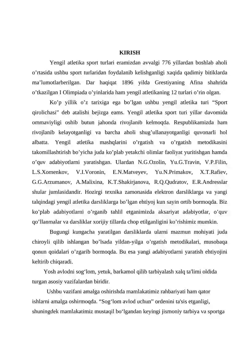 YENGIL ATLETIKADA UMUMIY VA MAXSUS TAYYORGARLIK MASHQLARI BOʻYICHA MAHORATINI OSHIRISH 3