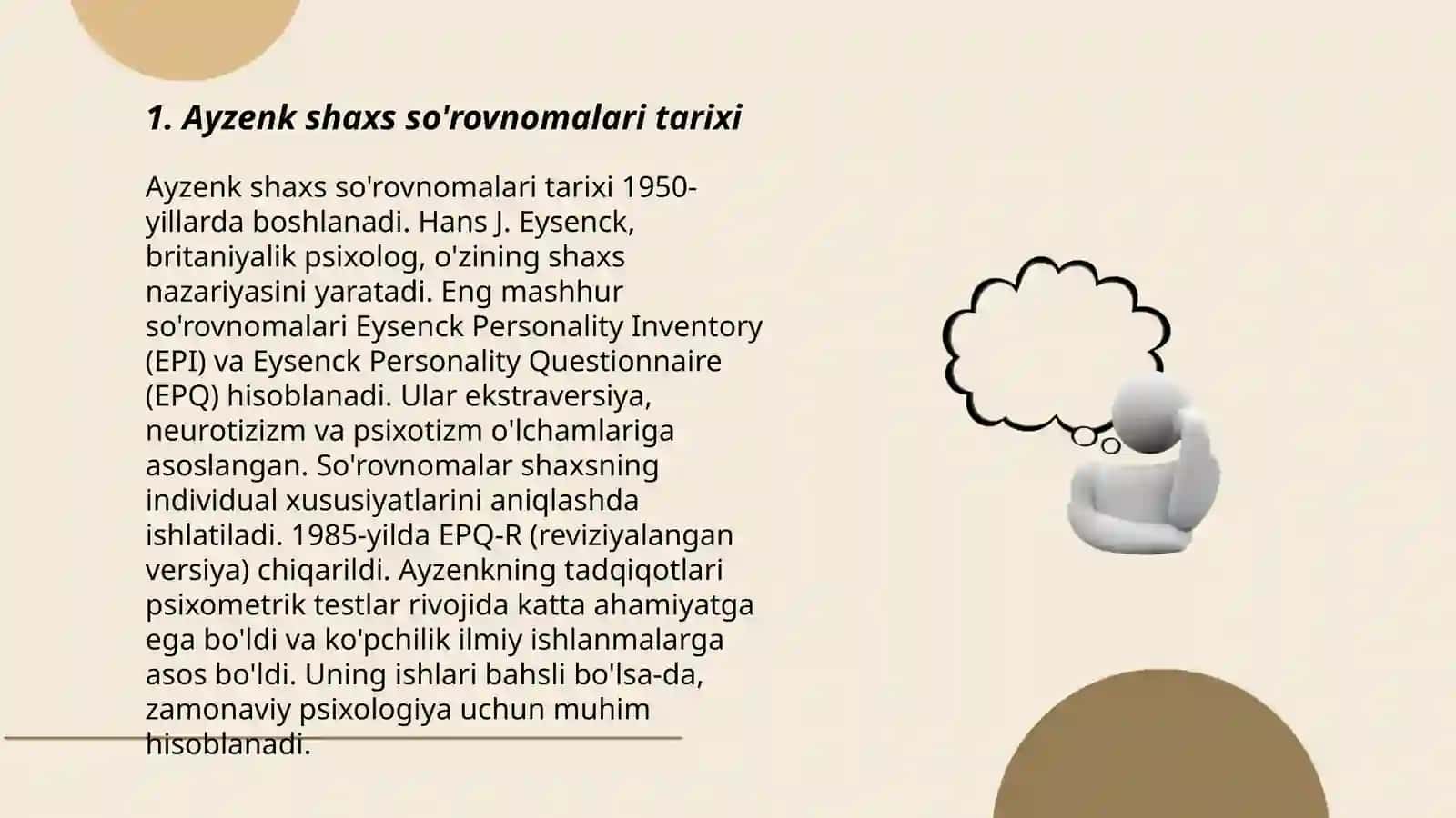 Ayzenk shaxs so'rovnomalari tarixi 3