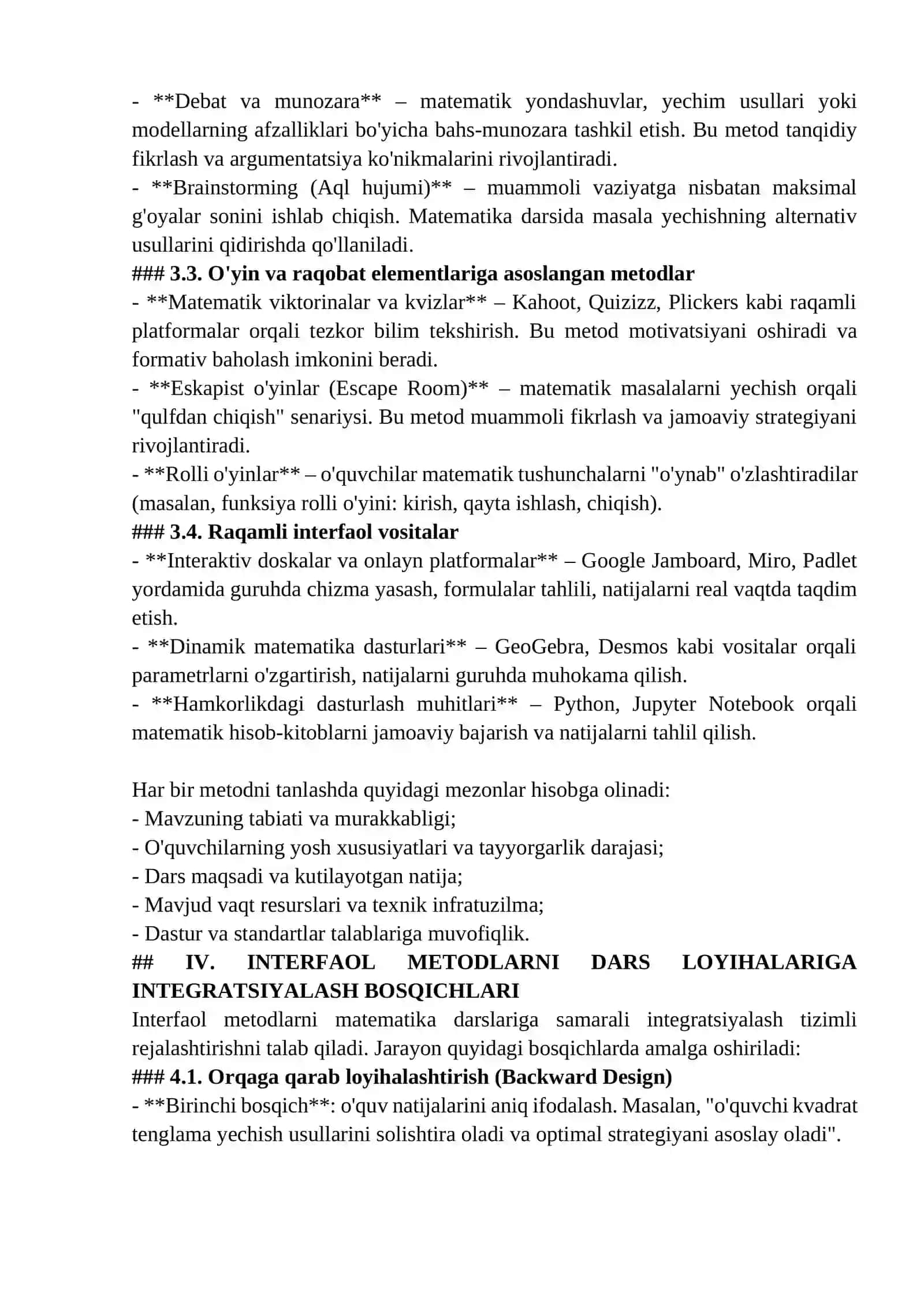 MATEMATIKA TA'LIMIDA INTERFAOL METODLARNING QO'LLANILISHI: NAZARIY ASOSLAR, METODOLOGIYA VA AMALIY INTEGRATSIYA 3
