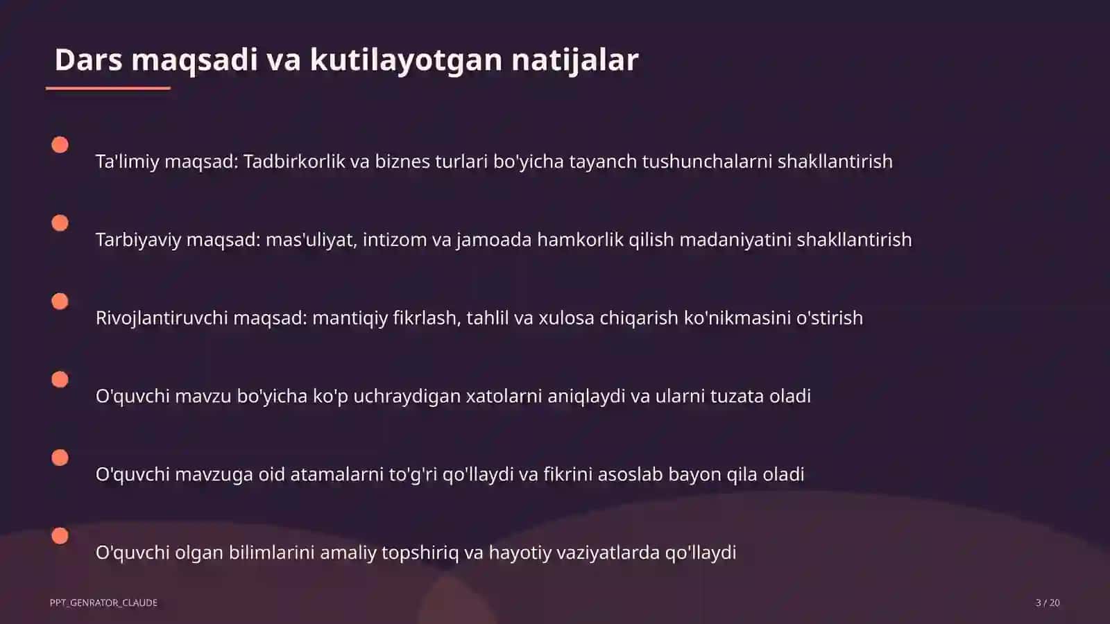 Tadbirkorlik va biznes turlari (10-sinf) 3
