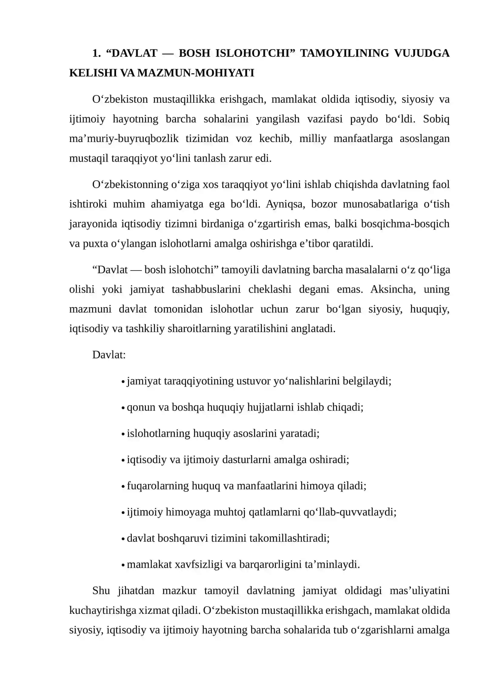 DAVLAT — BOSH ISLOHOTCHI TAMOYILINING MOHIYATI 3
