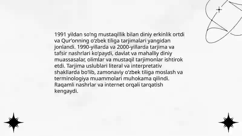 Mustaqillik yillarida Qurʼonning oʻzbek tiliga tarjima qilinishi va tafsirlari 3