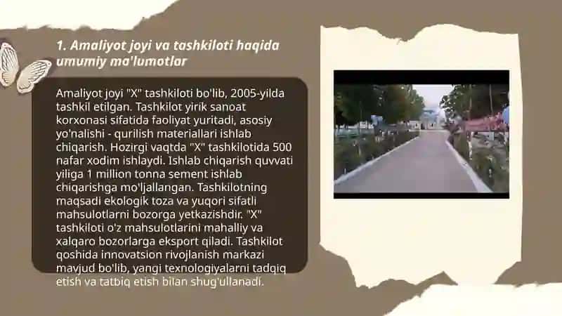 Amaliyot joyi va tashkiloti haqida umumiy ma'lumotlar 3