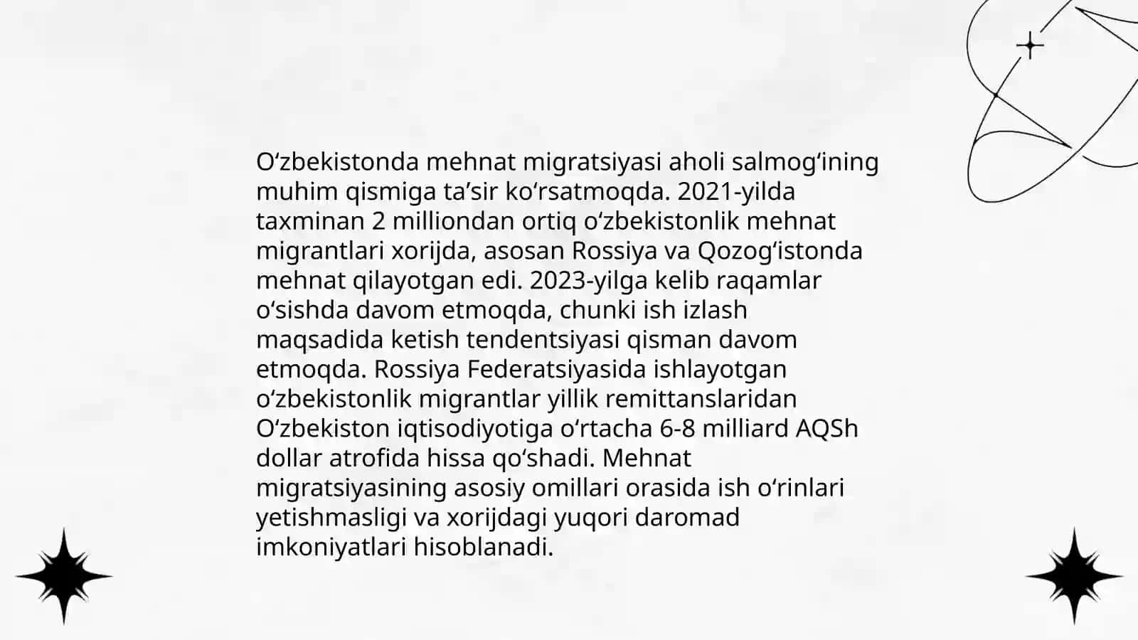 Oʻzbekistonda mehnat migratsiyasi:tendentsiyalar va asosiy sabablar 3