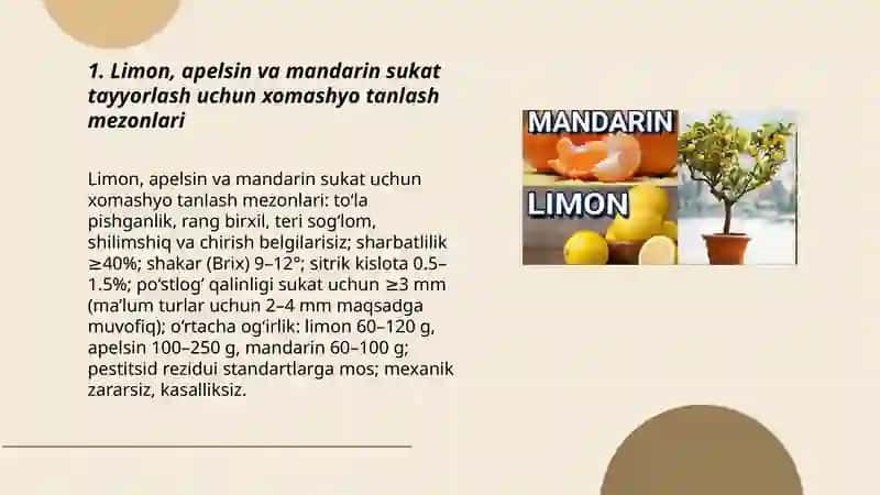 Limon, apelsin va mandarindan sukat tayyorlash texnologiyasi 3