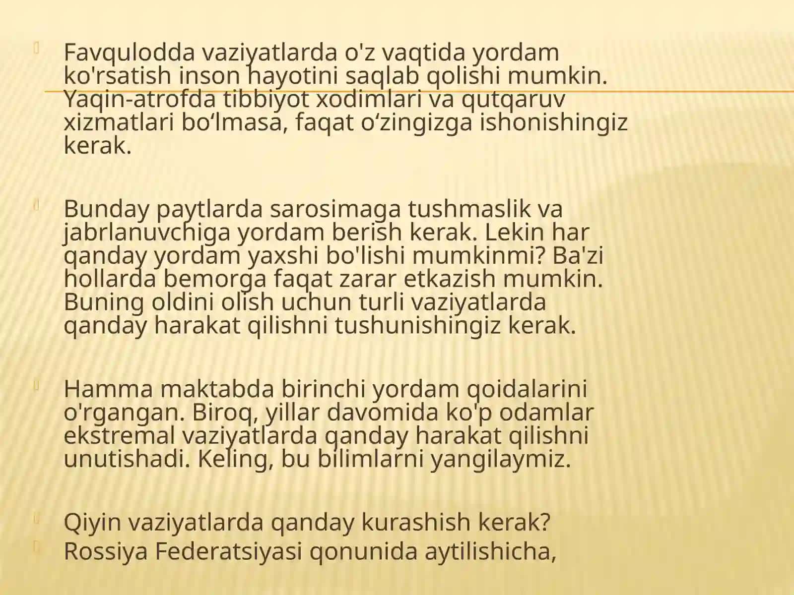 FAVQULOTDA  XOLATLARDA YORDAM 3