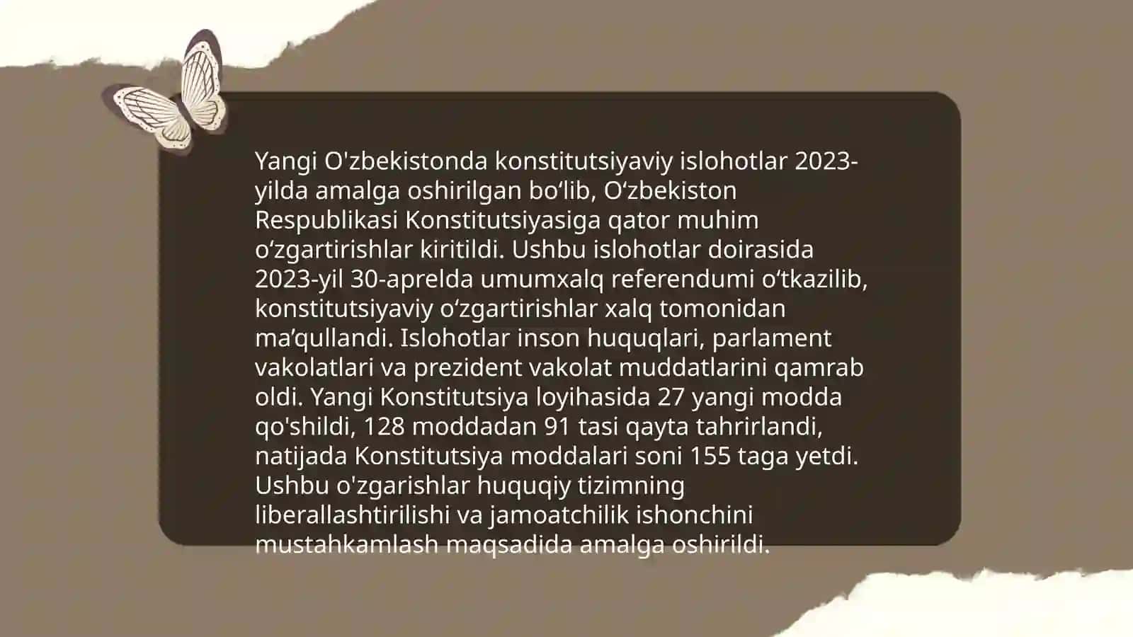 Yangi O'zbekiston ijtimoiy-siyosiy iqtisodiy va madaniy hayotida roʻy berayotgan oʻzgarishlar 3