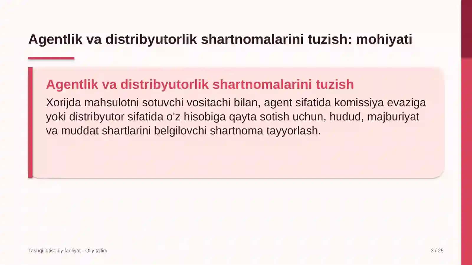 elektr montaj ishlarida xalqaro agentlik va distribyutorlik shartnomalarini tuzish 4729 3