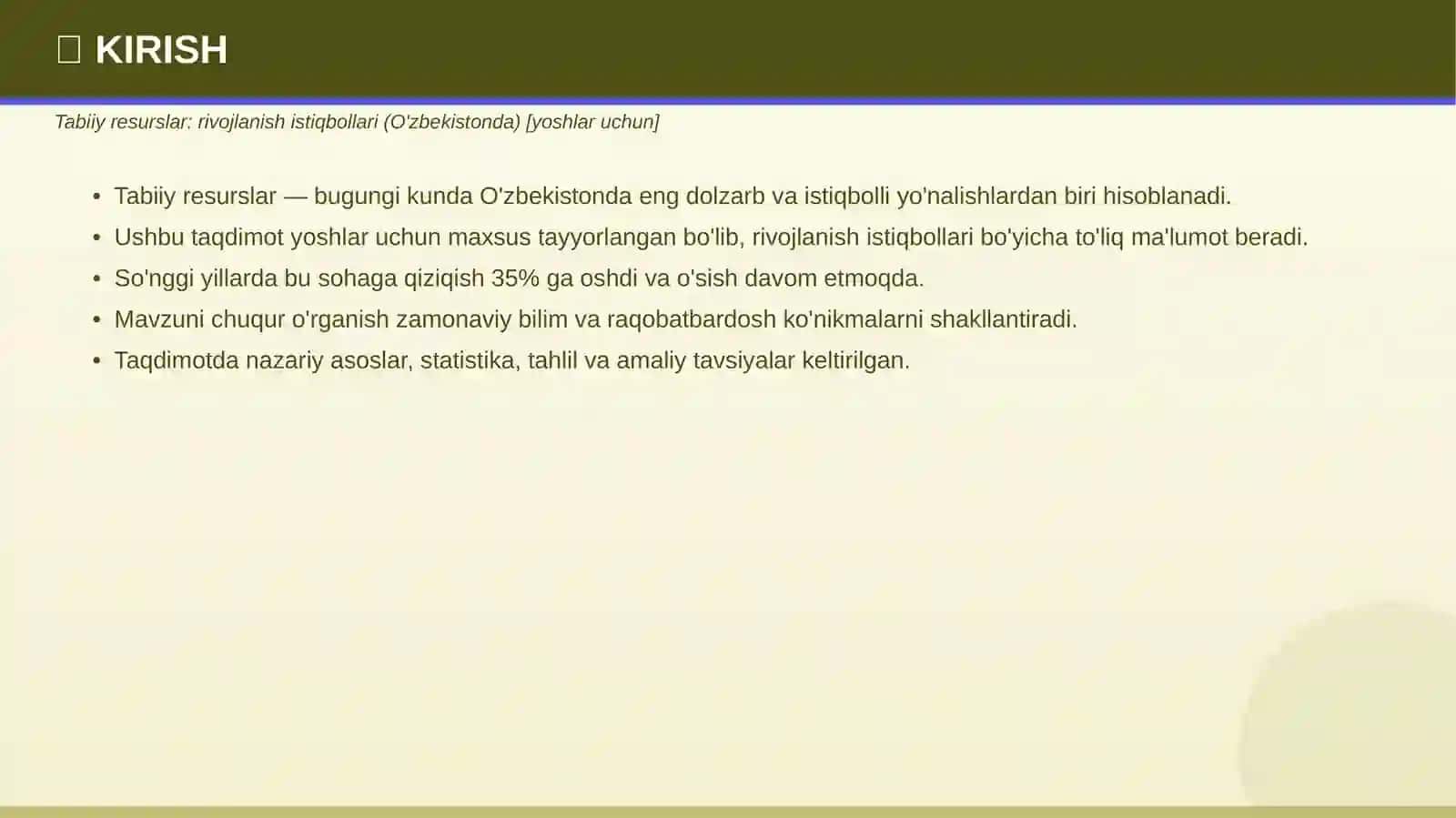 Tabiiy resurslar: rivojlanish istiqbollari 3
