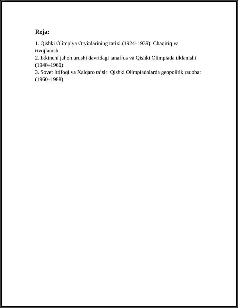 QISHKI OLIMPIYA OʻYINLARI (1924_HOZIRGI DAVRGACHA. JAHON TALABLARIGA UNIVERSIADALARNING VUJUDGA KELISHI. KONTINENTAL VA REGIONAL OʻYINLAR TARIXI, DASTURI, TASHKIL QILISH TARTIBI, AHAMIYATI 3