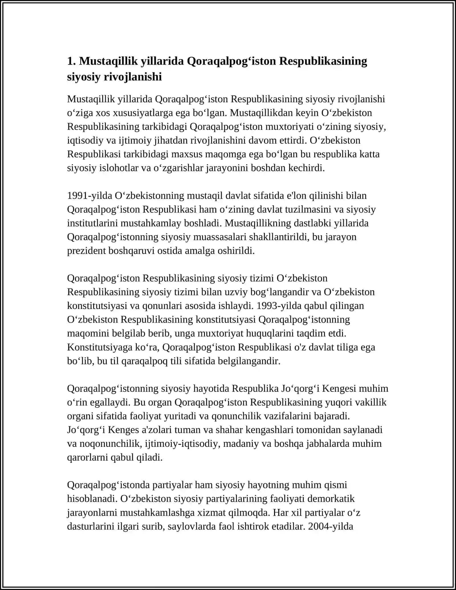 MUSTAQILLIK YILLARIDA QORAQALPOGʻISTON RESPUBLIKASI 3